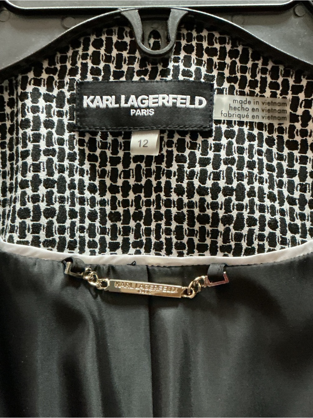 Karl Lagerfeld Black & White Tweed Jacket with Unique Silver Buttons - Picture 4 of 8
